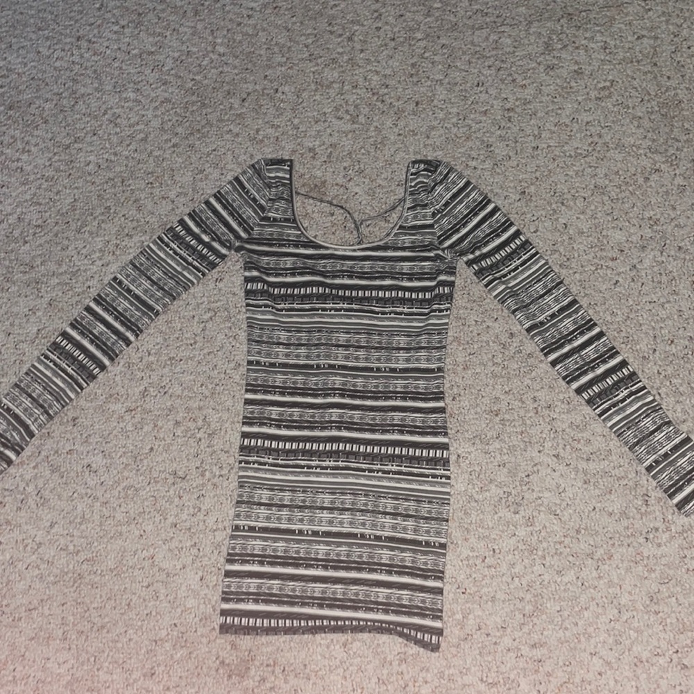 black and white stripped tribal print dress